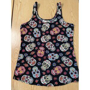 B6 Women’s Junior’s NOBO Skull 💀 Day of the Dead Print Tank Black size XL 15-17
